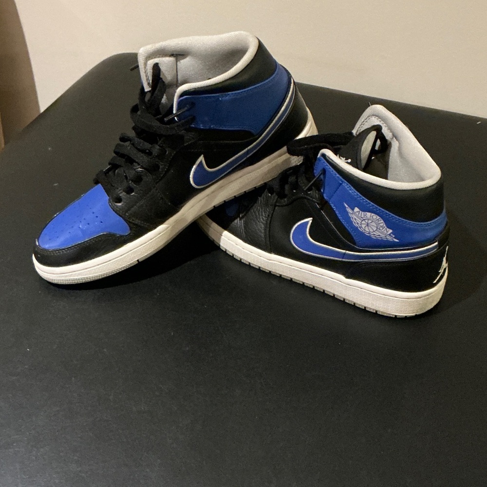 Nike Air Jordons Black and Blue Mid-Top Sneakers